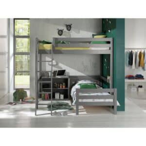 Winkel Hochbett mit 2 Liegeflächen 90/140 x 200 cm und Regal versch. Farben
