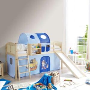 Massivio Piraten Hochbett mit Rutsche blau